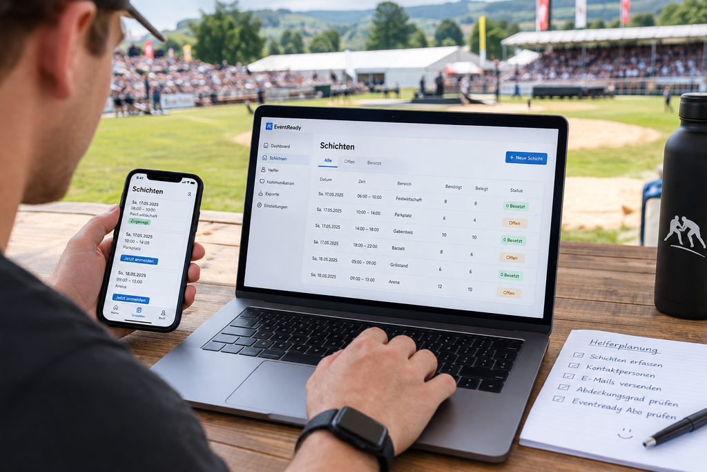 Eventready als nützliches Helfertool am Schwingfest